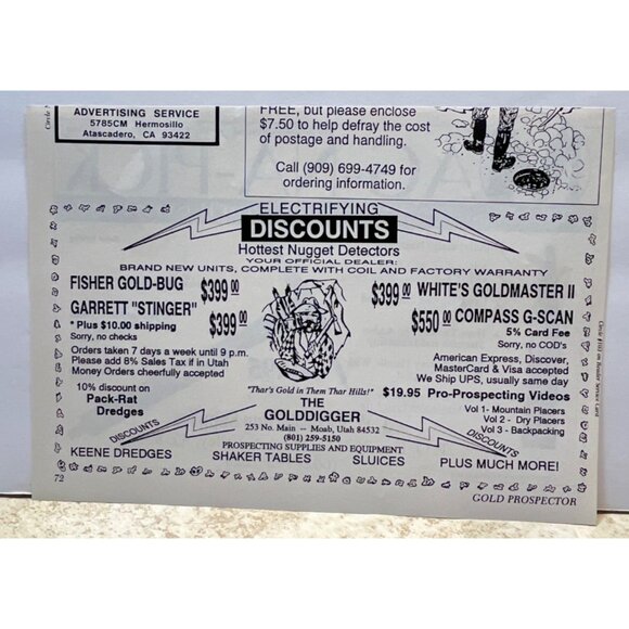 Mag Na Pick Print Ad Vintage 90s Gold JW Prospecting Supplies Prescott Valley AZ - Picture 3 of 6